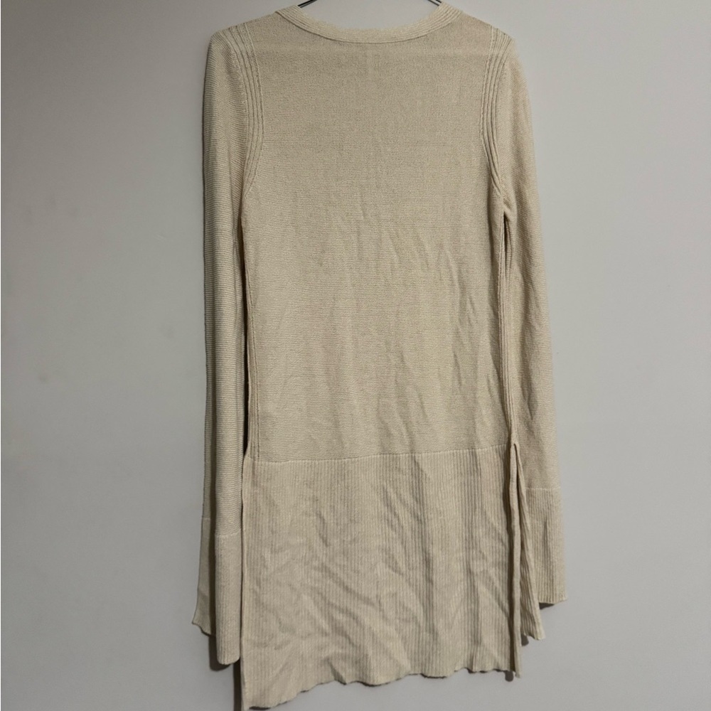FREE PEOPLE Criss Cross Tunic Knit Sweater V Neck Tan Beige Small - Picture 7 of 13